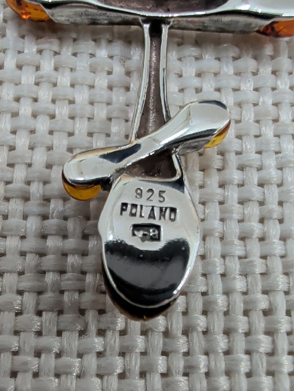 Vintage Baltic Amber Sterling Silver Cross Pendant Necklace 925 Poland 18" - Picture 8 of 16